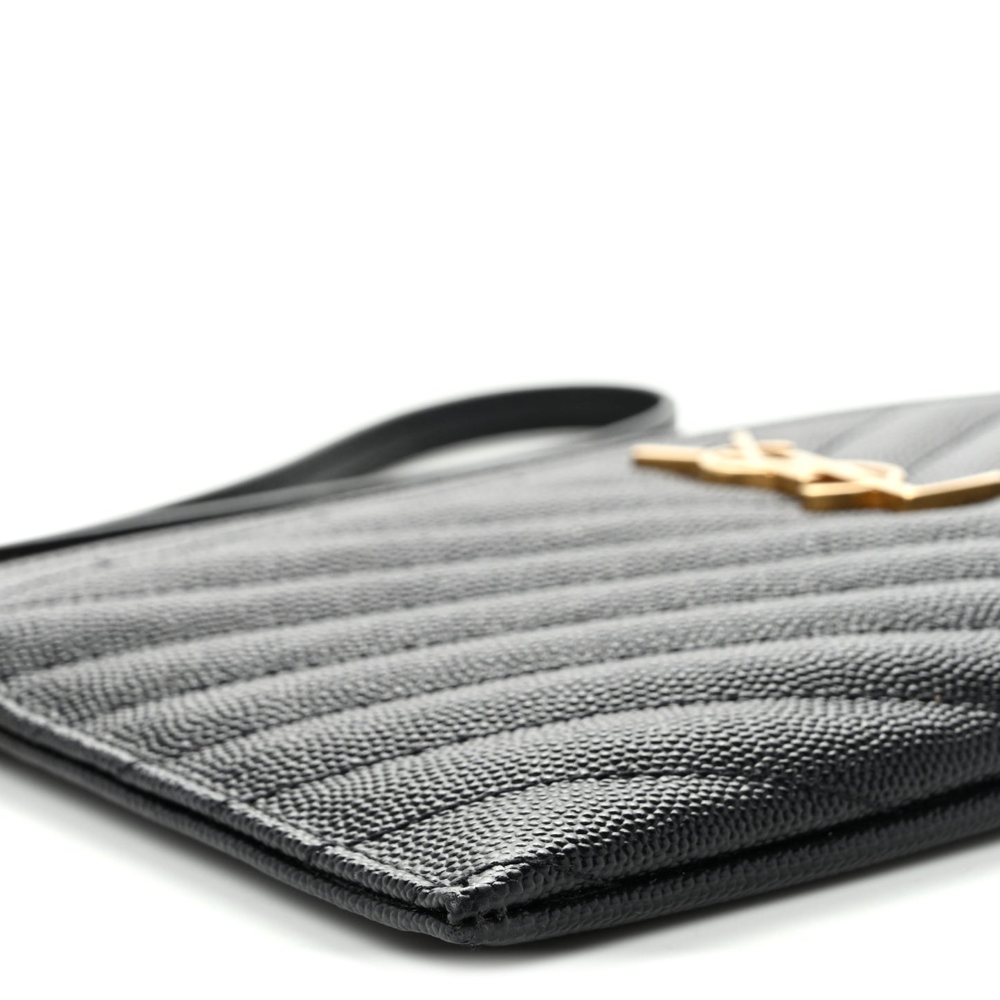 Grain De Poudre Chevron Monogram Large Bill Pouch Black