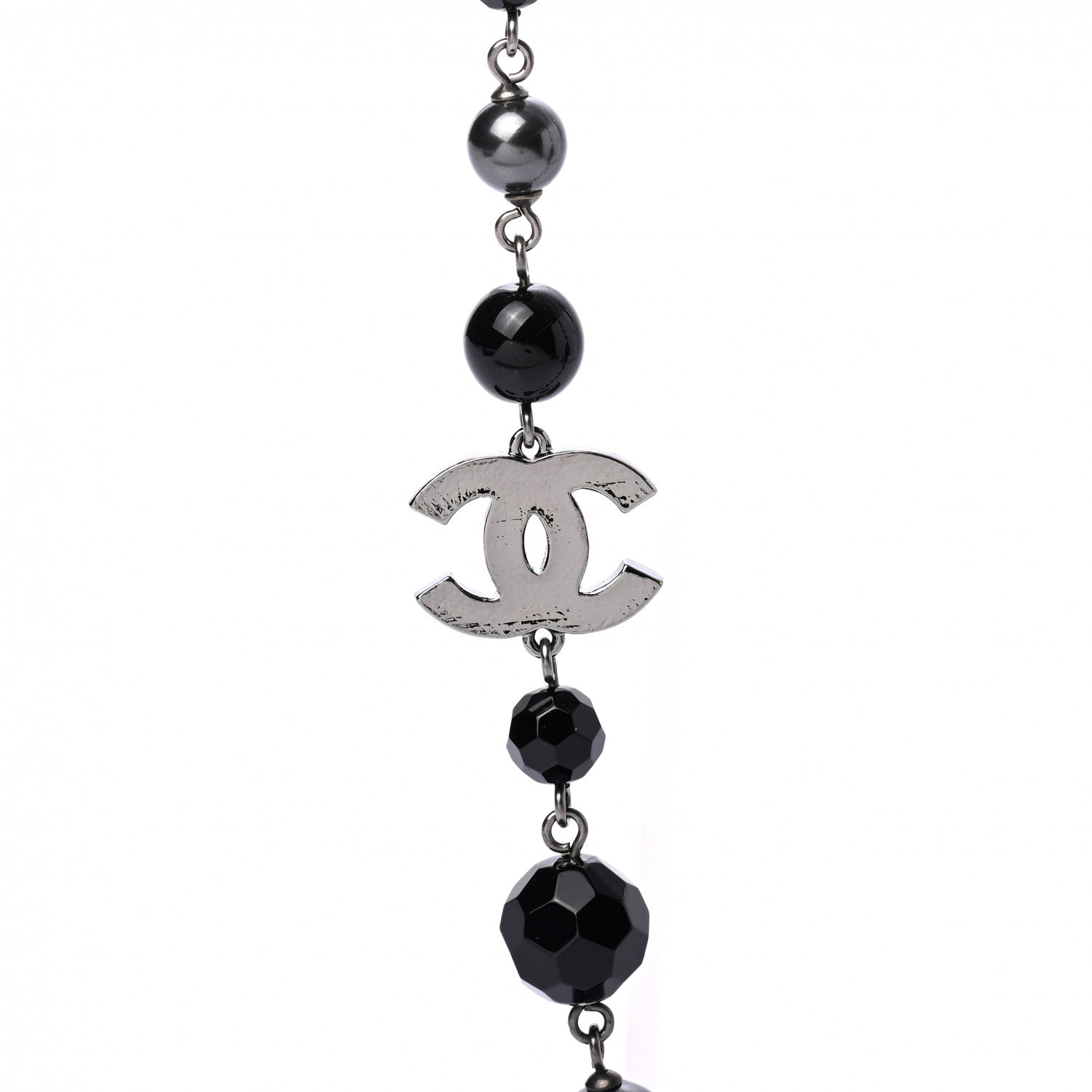 Chanel Ruthenium Pearl Beaded CC Long Necklace Black 4 of 5