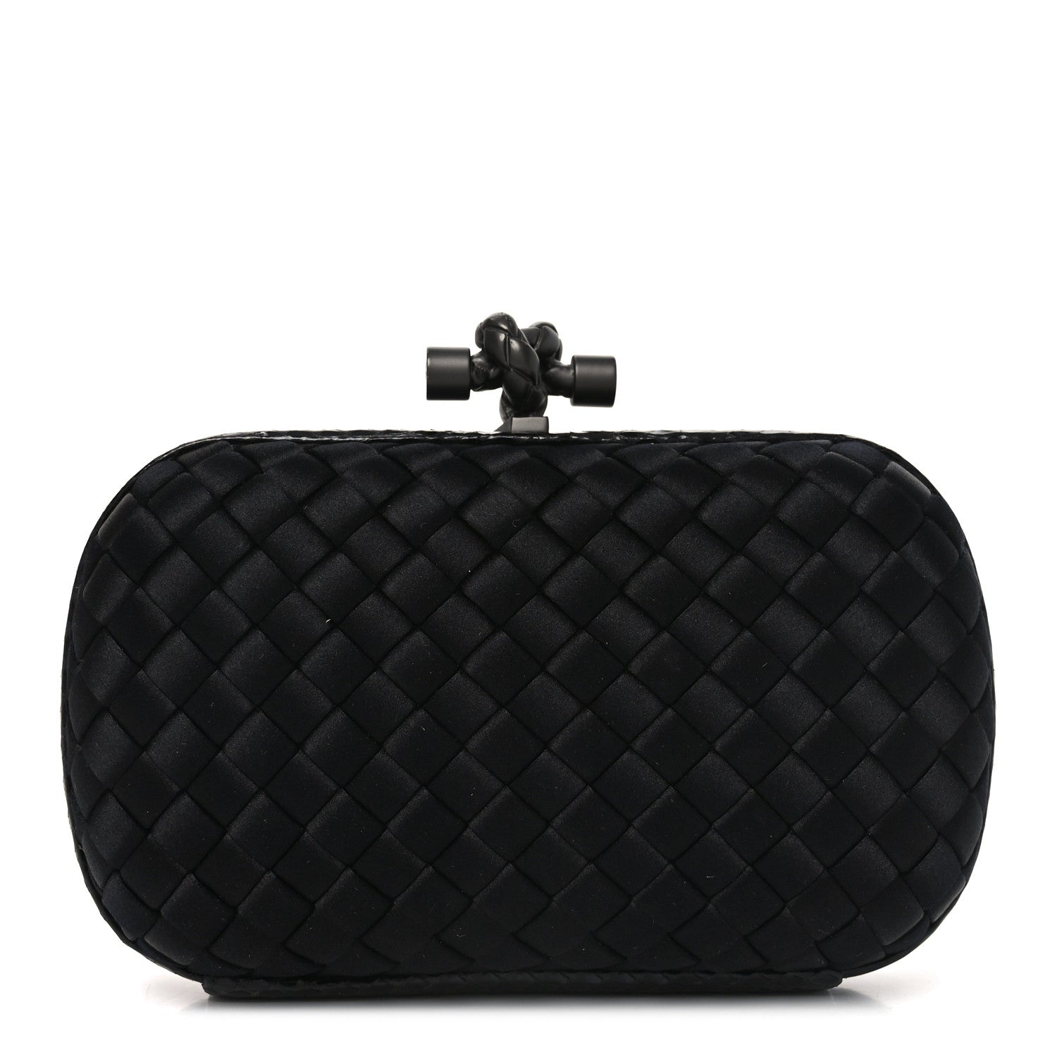 Bottega Veneta Satin Intreccio Impero Ayers Knot Clutch Black 1 of 8