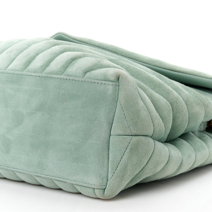 Saint Laurent Suede Y Quilted Monogram Medium Loulou Chain Satchel Vert Opaline 12 of 16