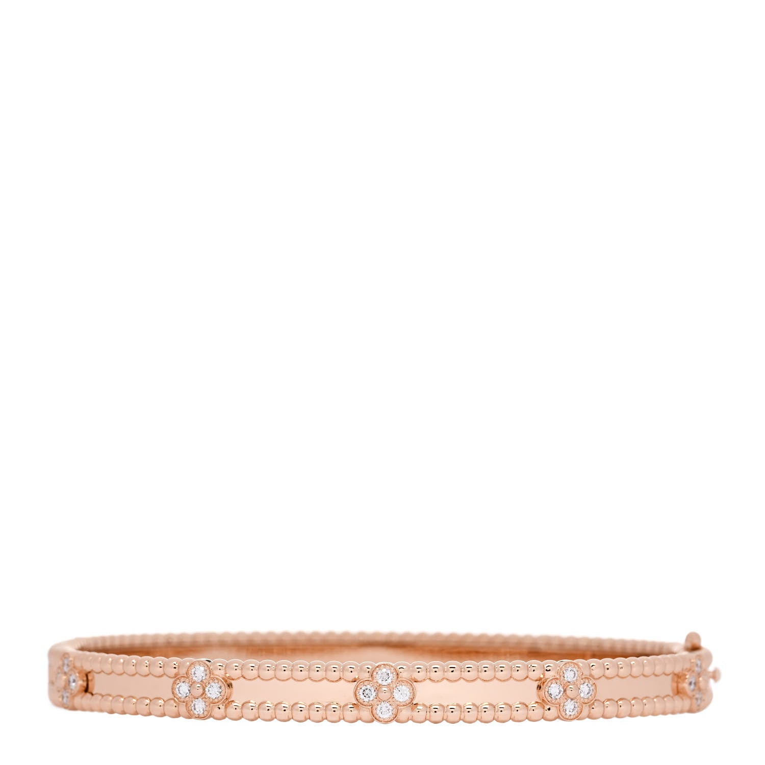 Van Cleef & Arpels 18K Rose Gold Diamond Perlee Sweet Clovers Bracelet L 1 of 4