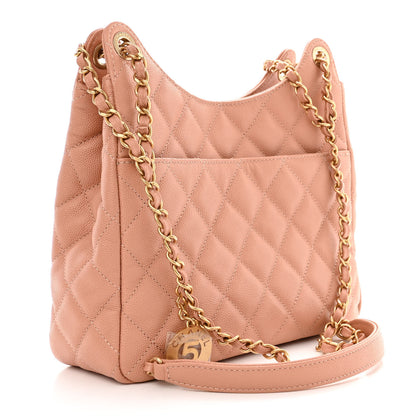 Chanel Caviar Quilted Wavy CC Hobo Beige 3 of 11