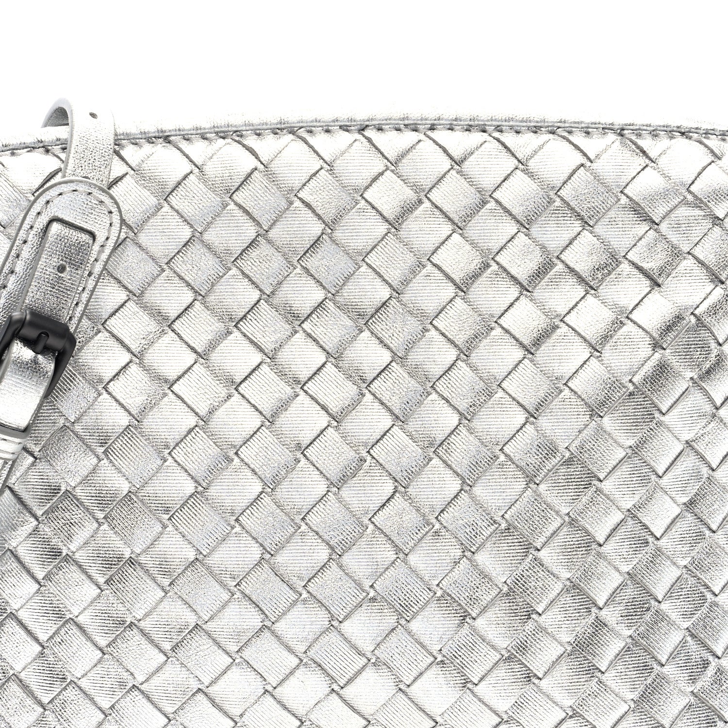 Bottega Veneta Metallic Nappa Intrecciato Nodini Crossbody Messenger Silver 7 of 9