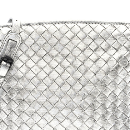 Bottega Veneta Metallic Nappa Intrecciato Nodini Crossbody Messenger Silver 7 of 9
