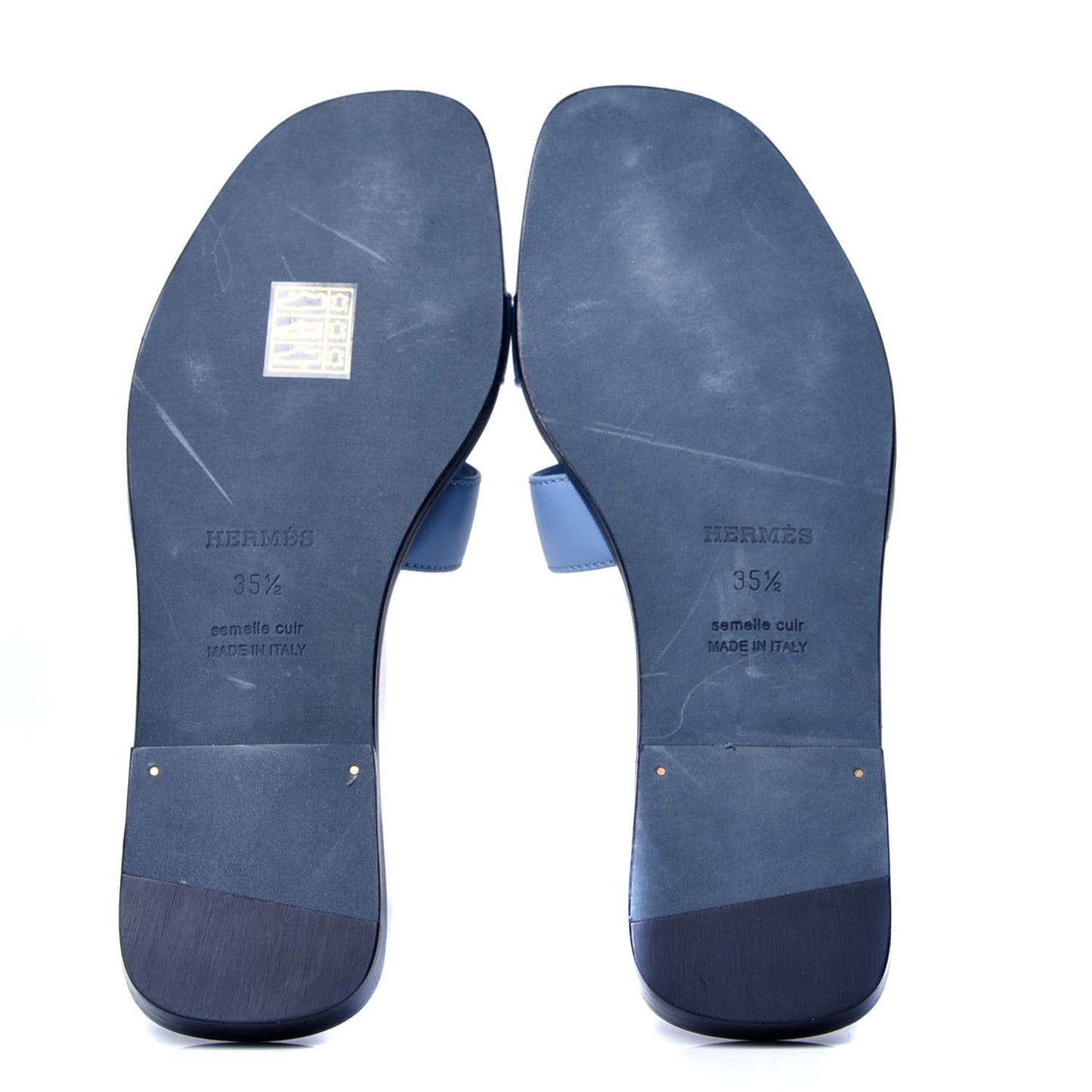 Box Calfskin Oran Sandals 35.5 Bleu Bleuet
