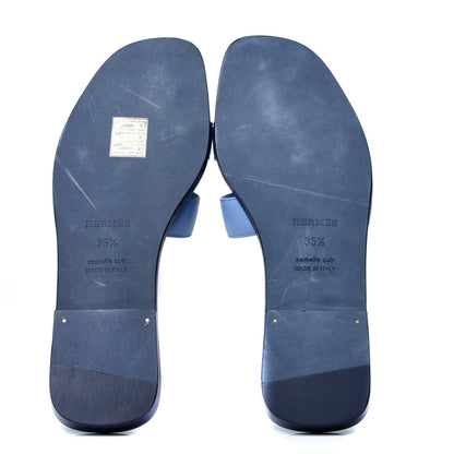 Hermes Box Calfskin Oran Sandals 35.5 Bleu Bleuet 5 of 6