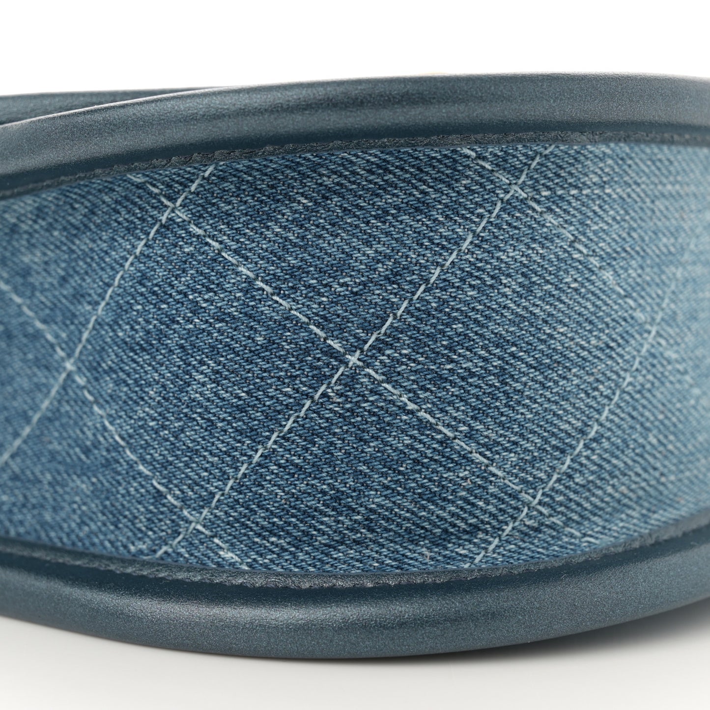 Washed Denim Quilted Small Messenger Flap Blue
