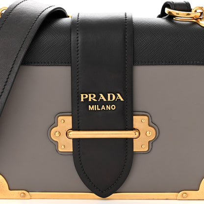 Prada City Calfskin Saffiano Cahier Bag Mercurio Black 7 of 11