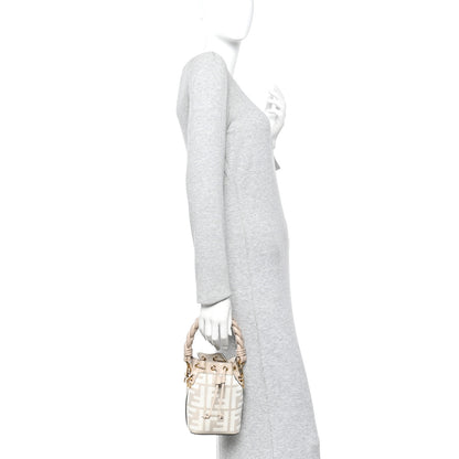 Fendi Canvas Nappa F is Fendi FF Embroidered Mini Mon Tresor Bucket Bag White Nuvola 2 of 11