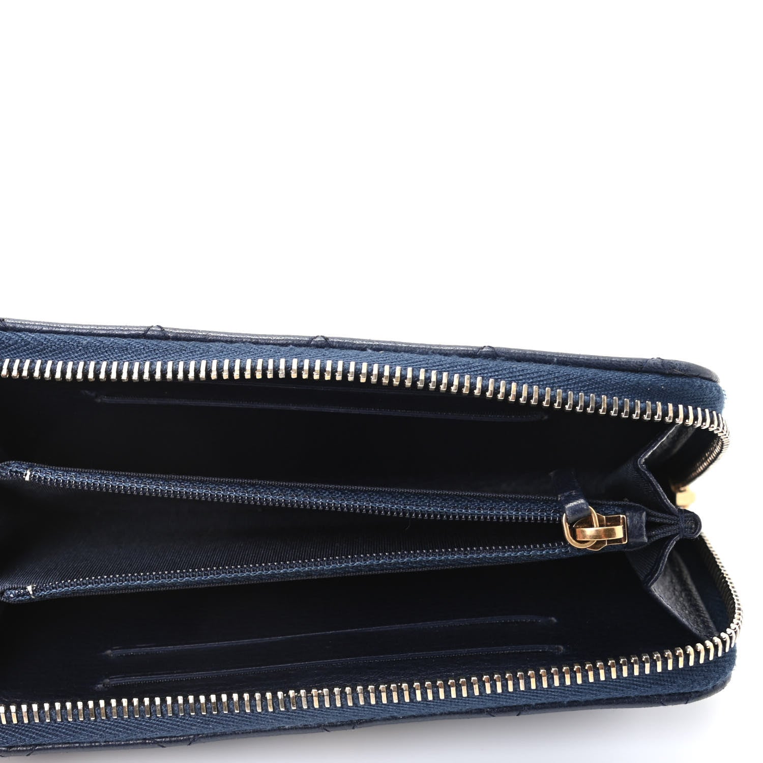 Chanel Calfskin Quilted Small Zip Around Wallet Navy 5 of 9