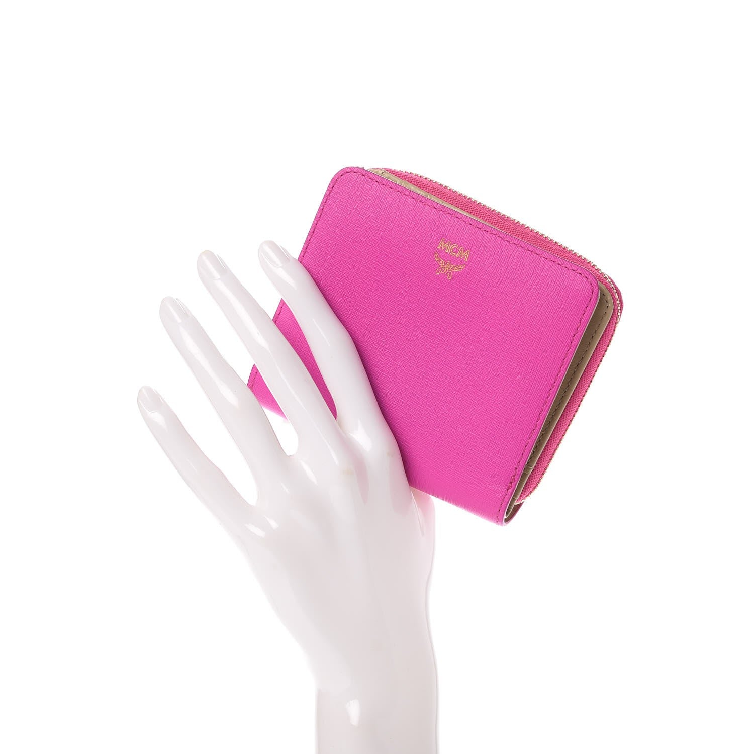 MCM Coated Canvas Zip Around Wallet Electric Pink 2 of 20