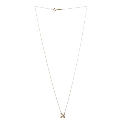 Tiffany 18K Yellow Gold Diamond Cross Stitch Pendant Necklace 3 of 6