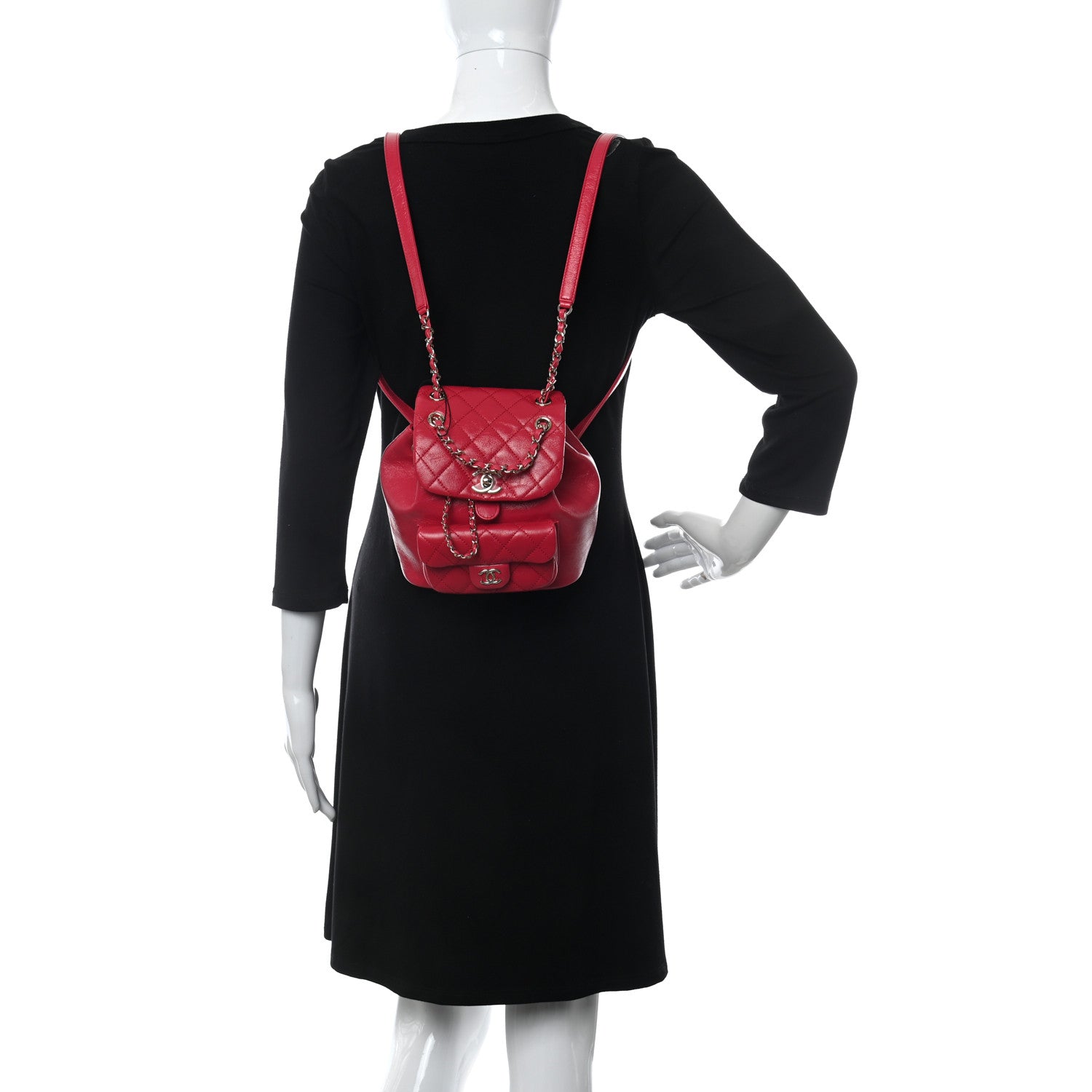 Chanel Glazed Aged Calfskin Quilted Small Duma Drawstring Backpack Red 2 of 10
