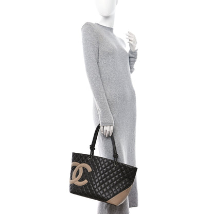 Chanel Calfskin Quilted Large Cambon Tote Brown Beige 2 of 10