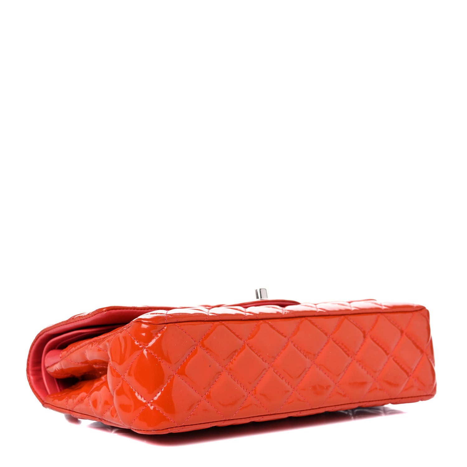Chanel Patent Quilted Medium Double Flap Orange 4 of 13