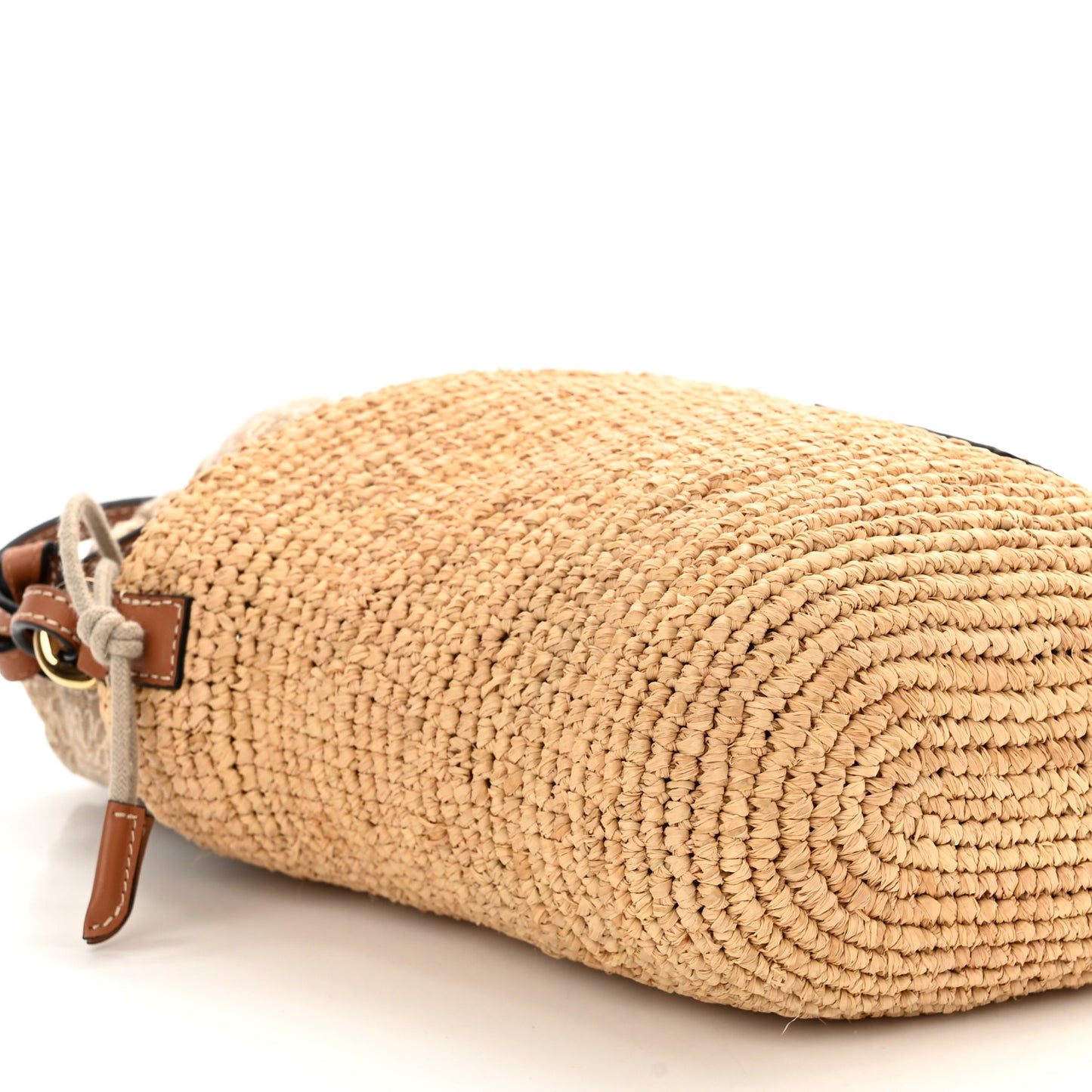 Calfskin Raffia Bucket Bag Natural Tan