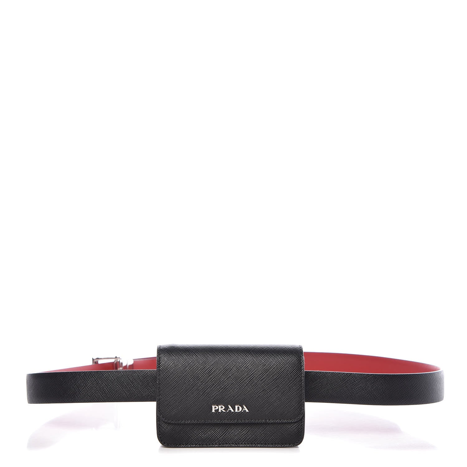 Prada City Calfskin Micro Reversible Belt Removable Bag Black Fuoco 1 of 10
