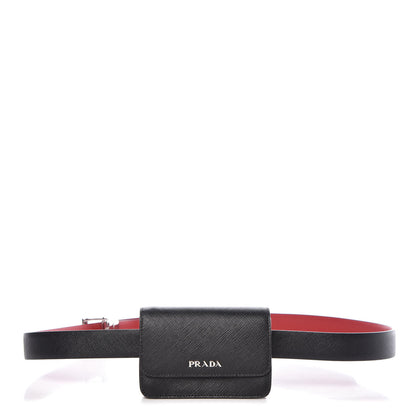 Prada City Calfskin Micro Reversible Belt Removable Bag Black Fuoco 1 of 10