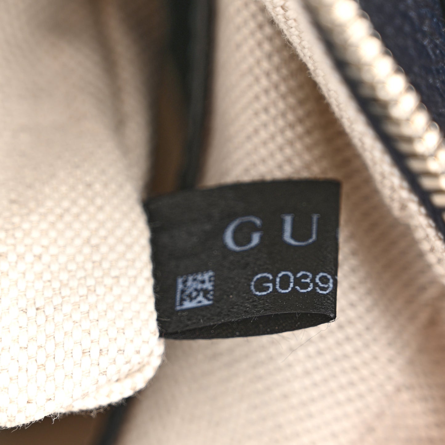 GG Supreme Monogram Textured Calfskin Web Large Attache Shoulder Bag Beige Blue