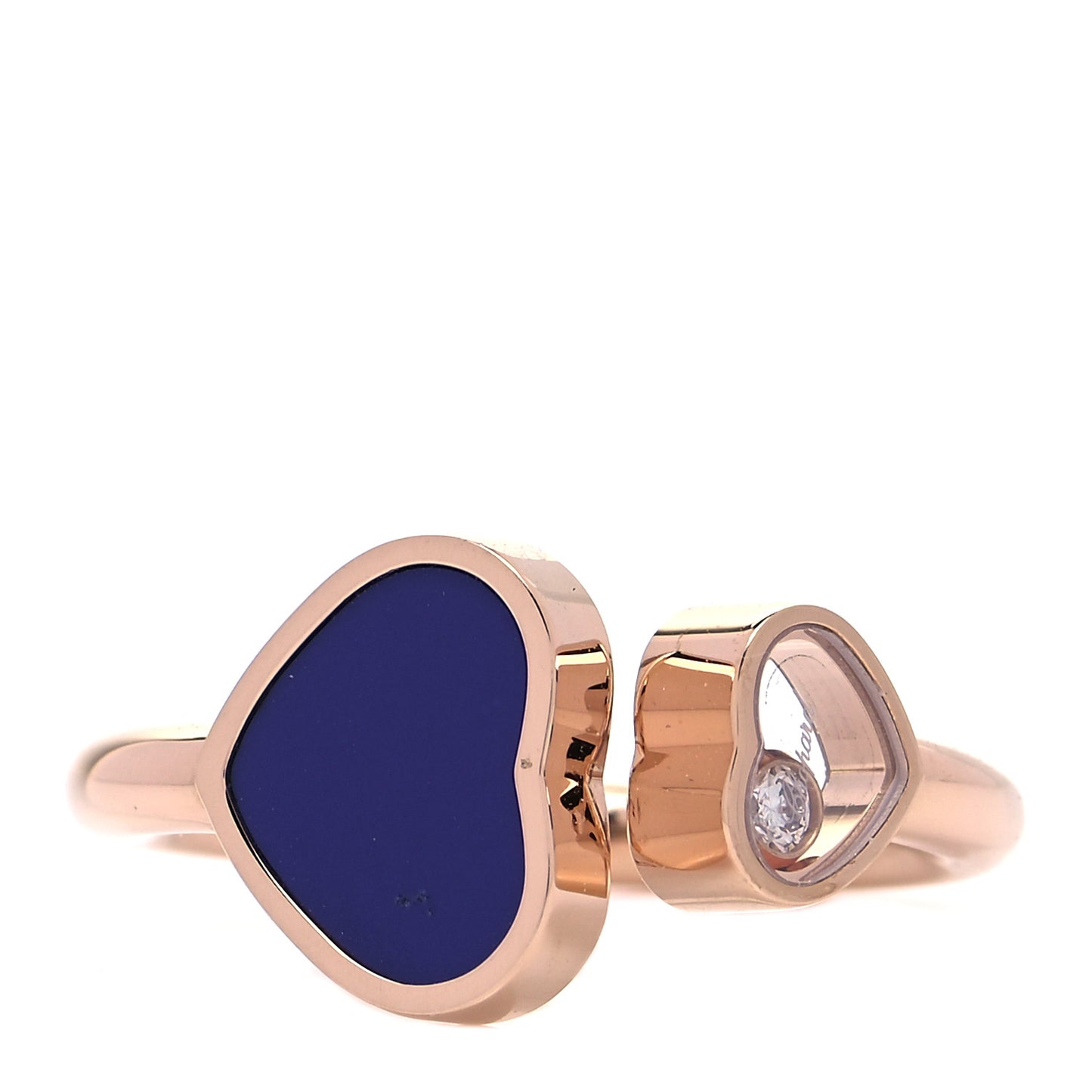 18K Rose Gold Diamond Blue Gem Happy Hearts Ring 52 6