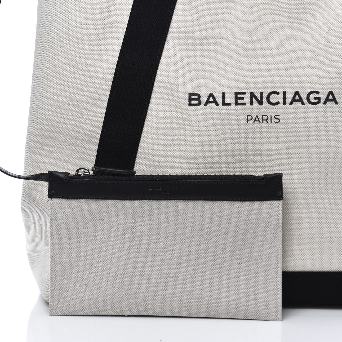 Cotton Canvas Calfskin M Navy Cabas Natural Black