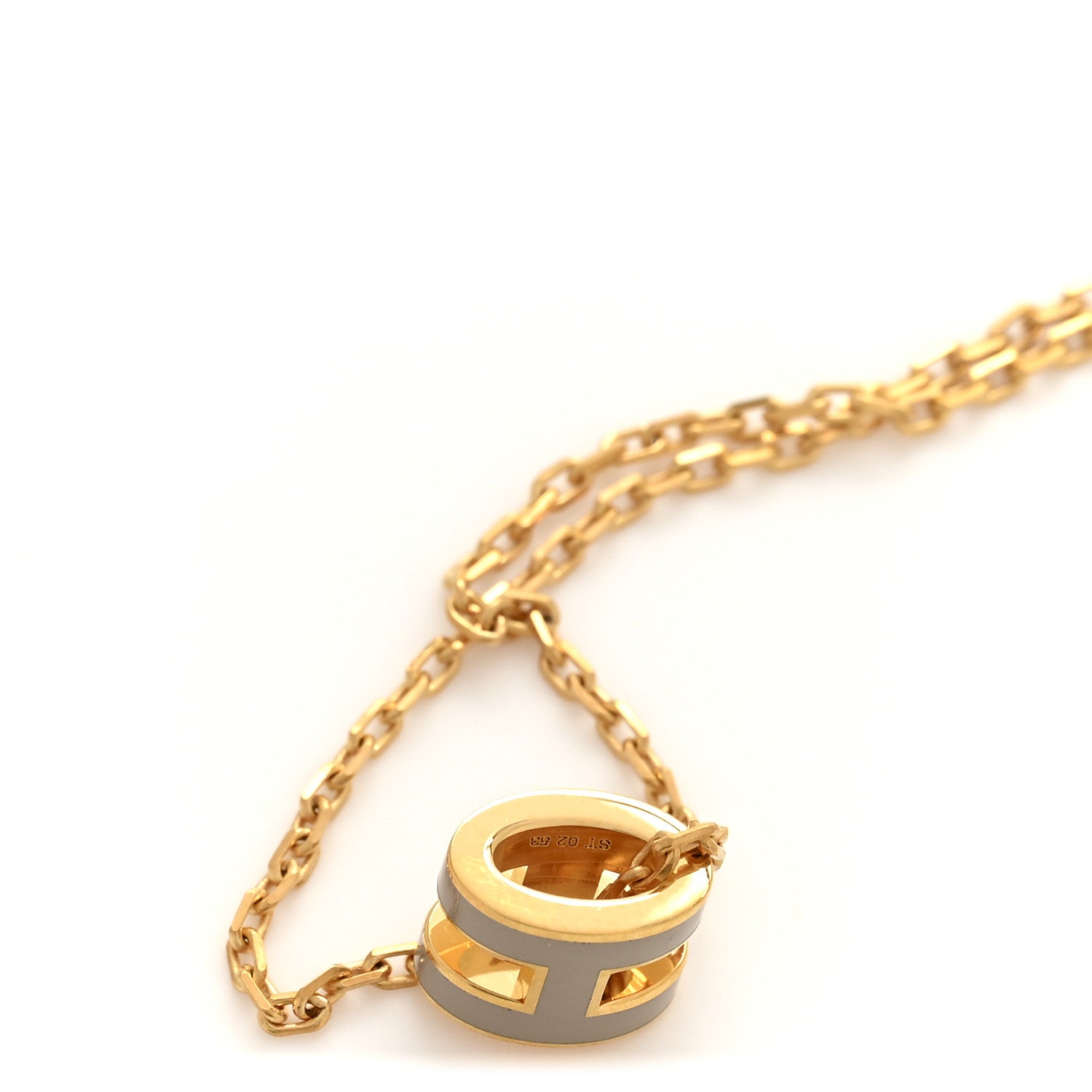 Hermes Lacquered Gold Mini Pop H Pendant Necklace Marron Glace 6 of 8
