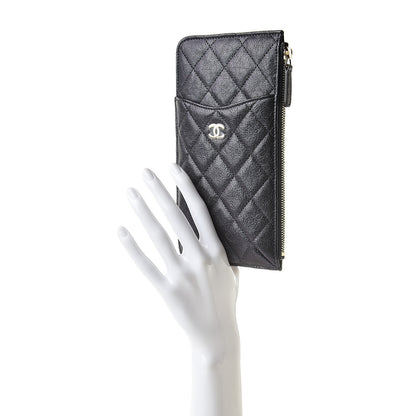 Chanel Iridescent Caviar Quilted Classic Flat Wallet Pouch Black 2 of 8