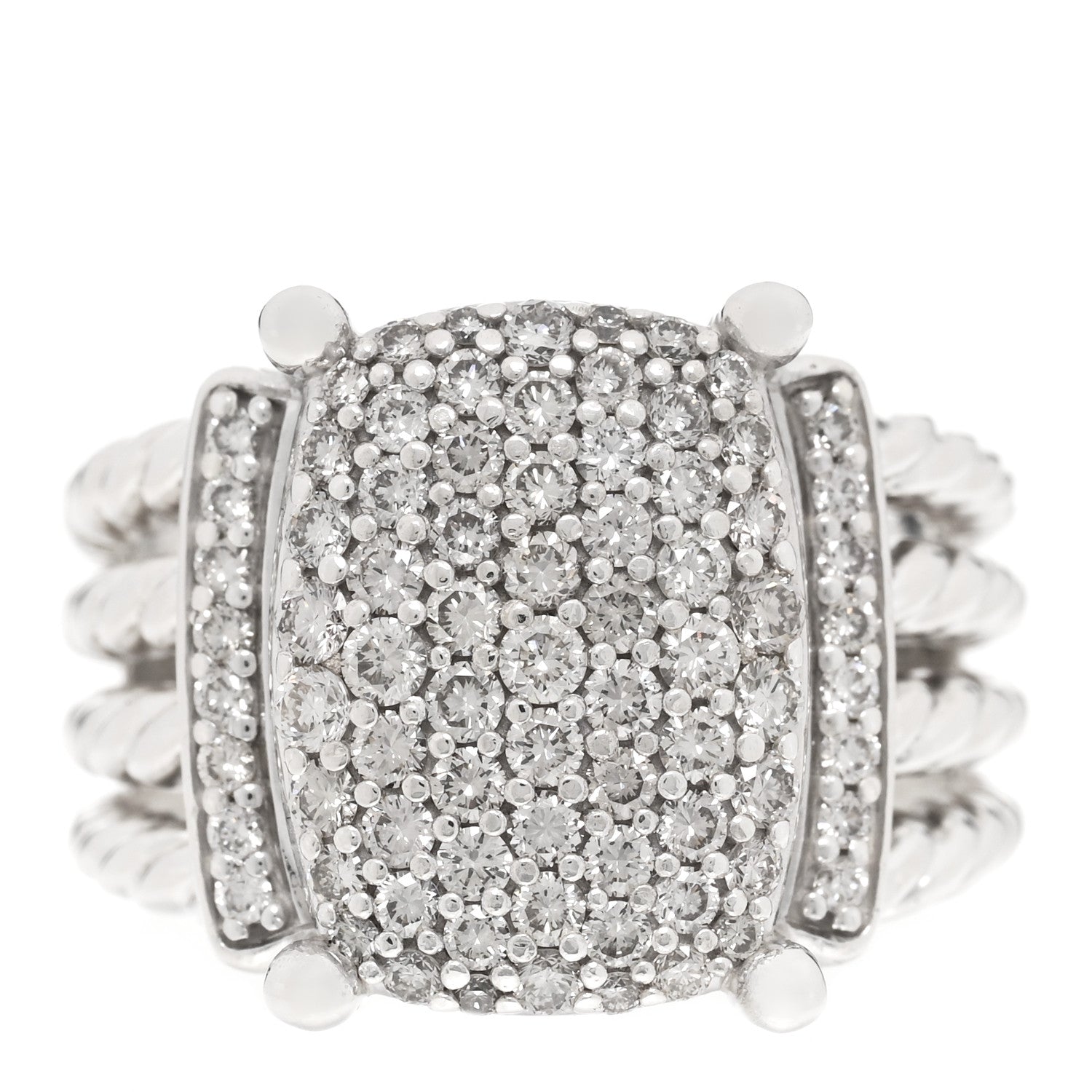 David Yurman Sterling Silver Diamond 16mm Wheaton Ring 53 6.5 1 of 4