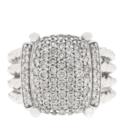 David Yurman Sterling Silver Diamond 16mm Wheaton Ring 53 6.5 1 of 4