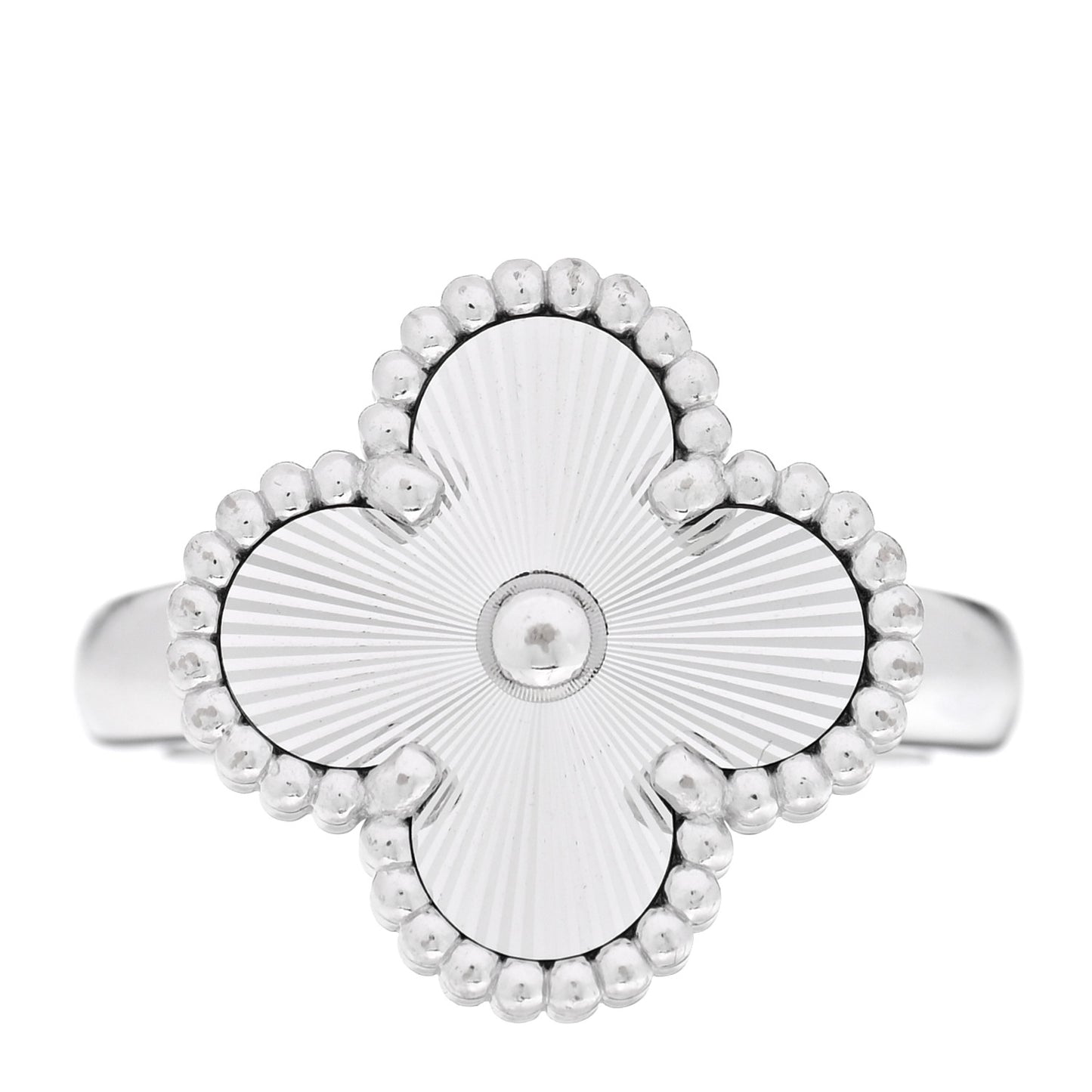18K White Gold Guilloche Vintage Alhambra Ring 48 4.5