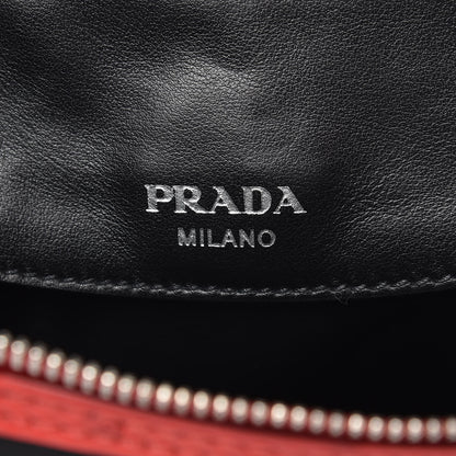 Prada Tessuto Cavallino Ostrich Leopard Print Tote Black Miele Rosso 6 of 9