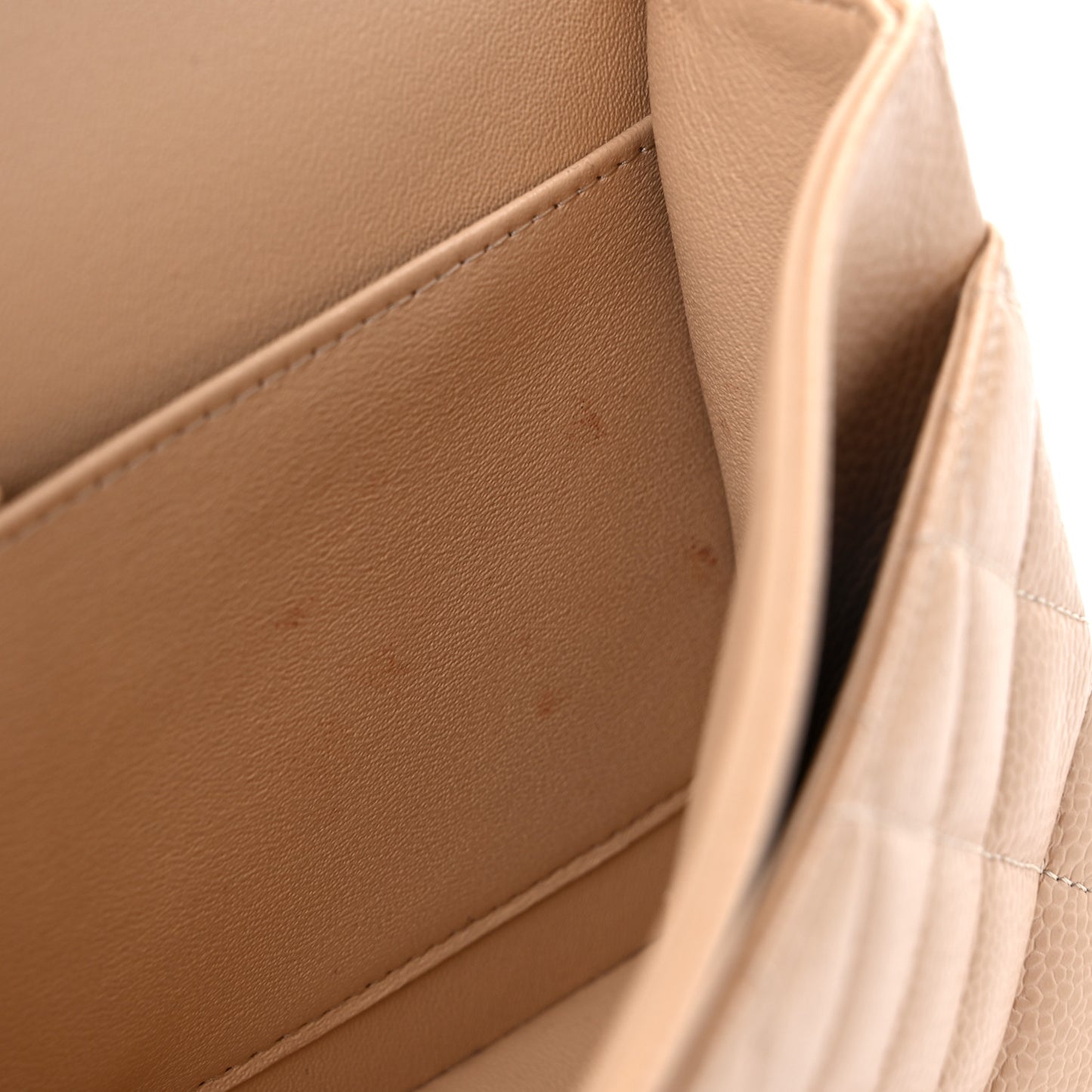 Caviar Quilted Medium Double Flap Beige