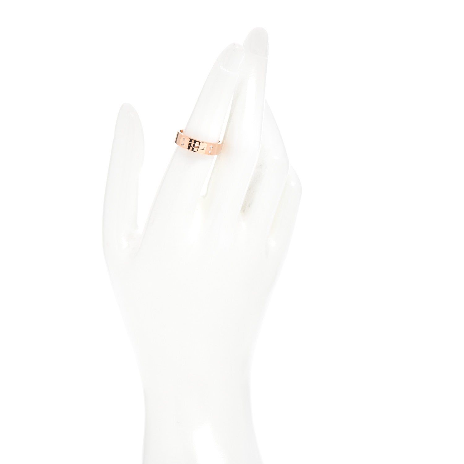 Hermes 18K Rose Gold Diamond PM Kelly Ring 53 6.25 2 of 5