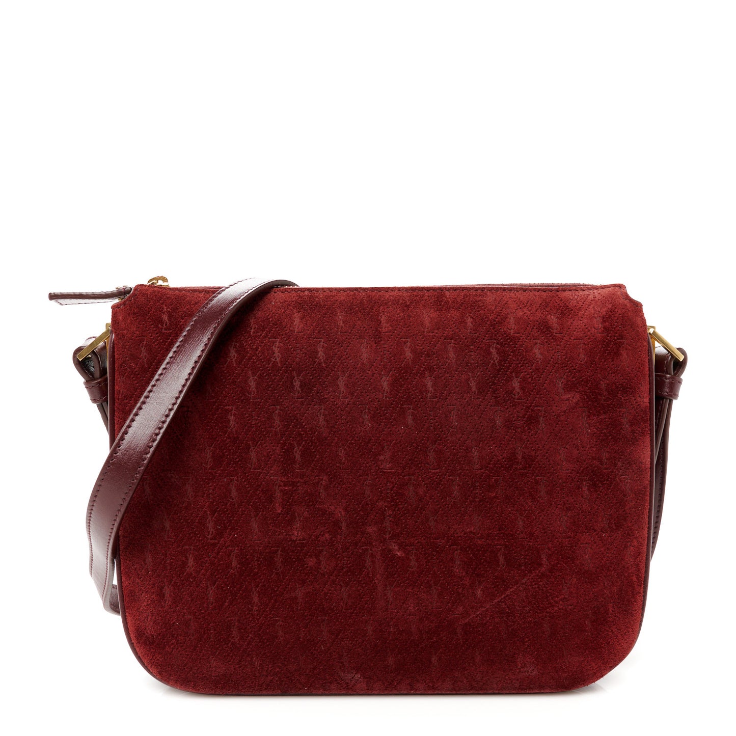 Suede All-Over Monogram Crossbody Burgundy