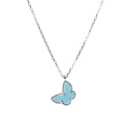 Van Cleef & Arpels 18K White Gold Turquoise Sweet Alhambra Butterfly Pendant Necklace 4 of 7