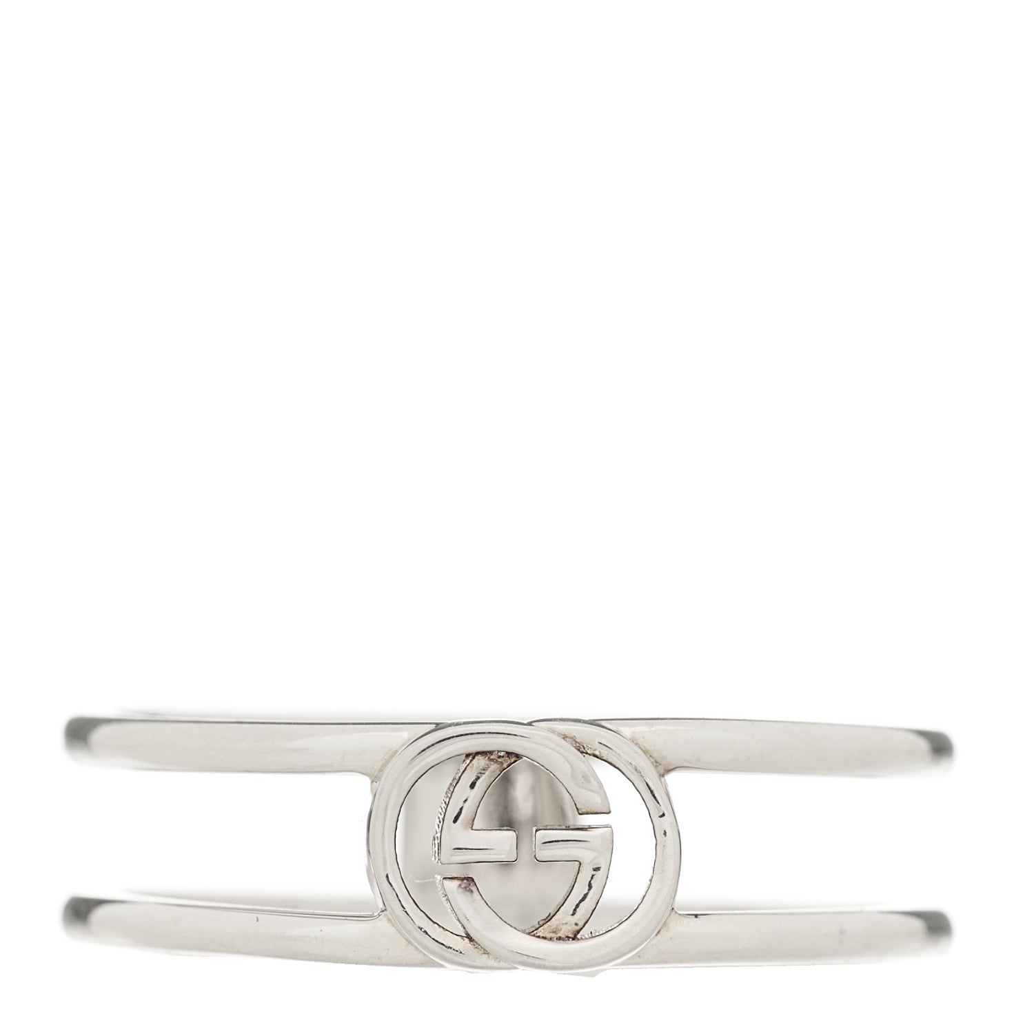 Gucci Sterling Silver 6mm Interlocking G Open Band Ring 60 9.25 1 of 4