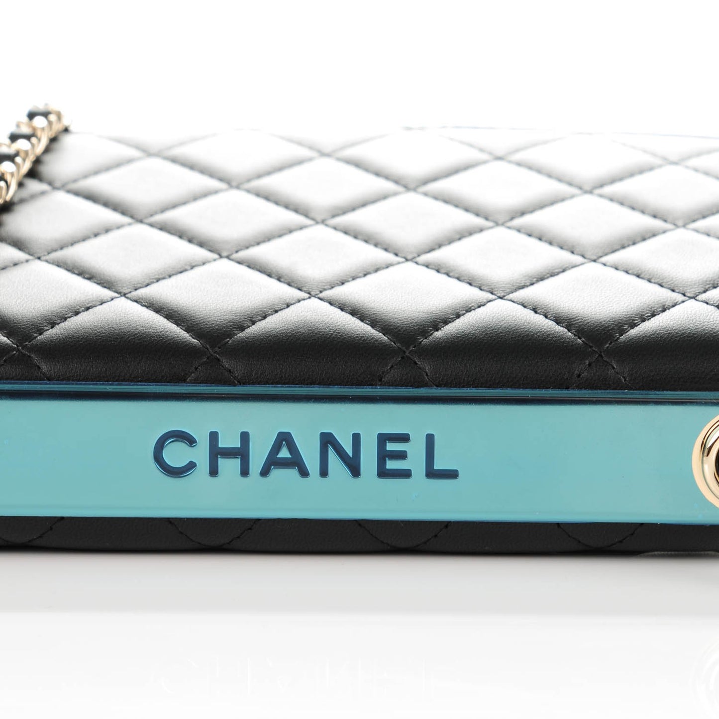 Lambskin Quilted Trendy CC Wallet On Chain WOC Black