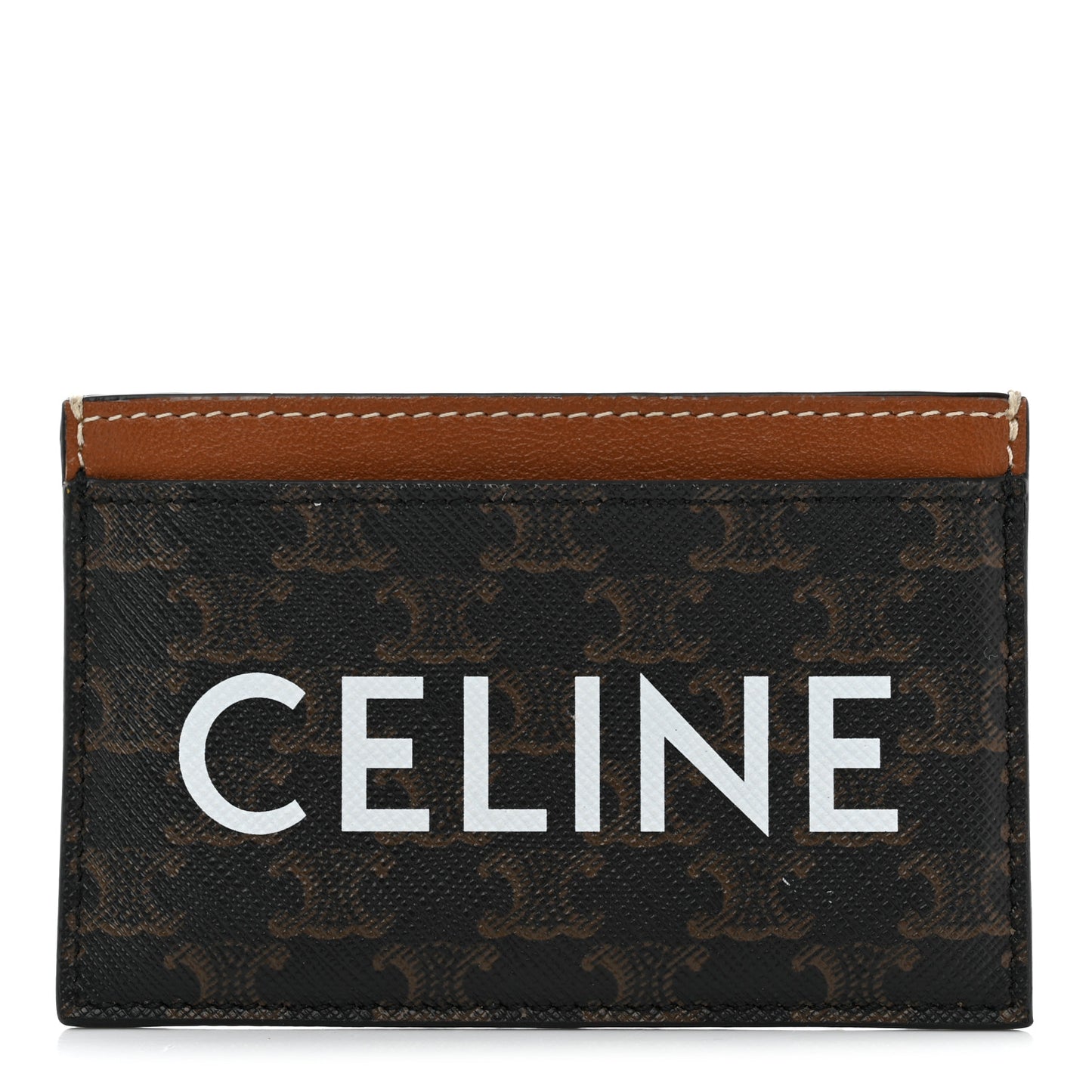Triomphe Canvas Card Holder Tan