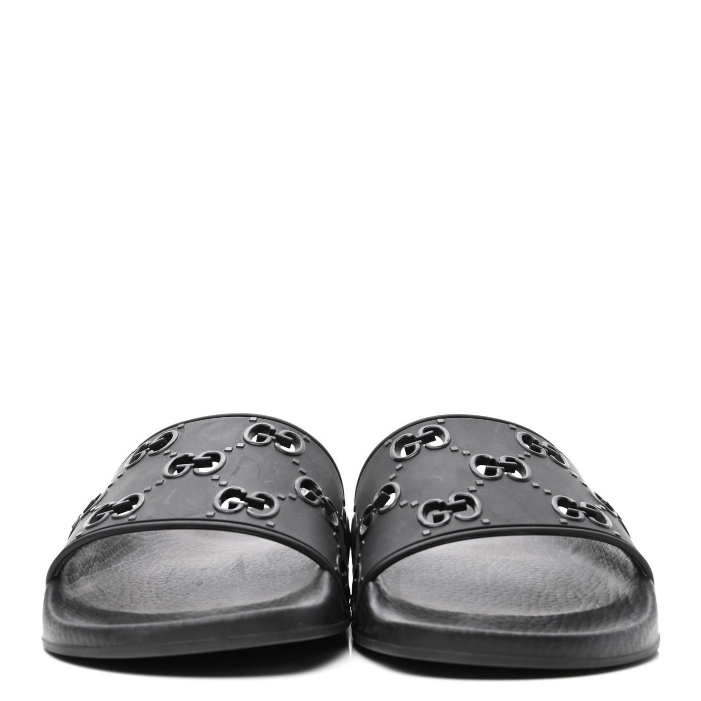 Rubber GG Monogram Perforated Womens Slide Sandals 40 Black