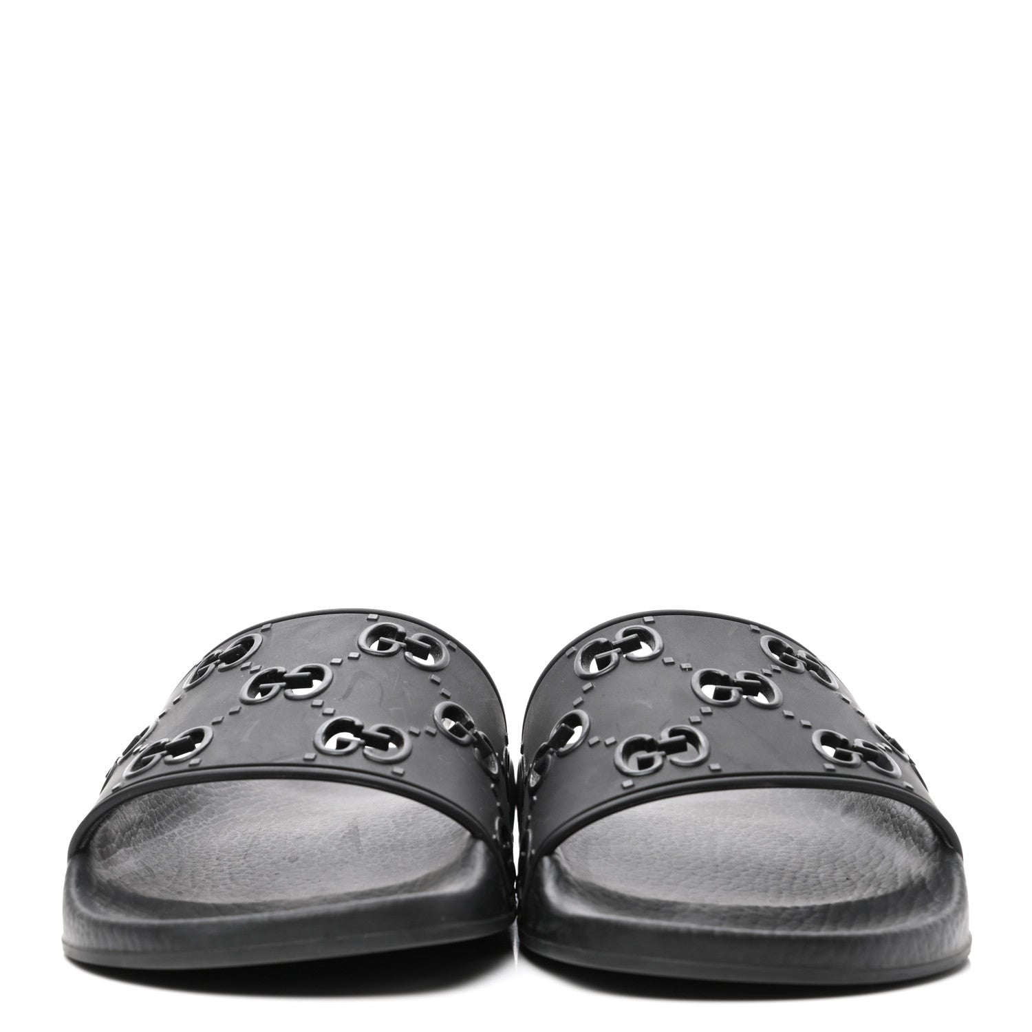 Gucci Rubber GG Monogram Perforated Womens Slide Sandals 40 Black 2 of 7