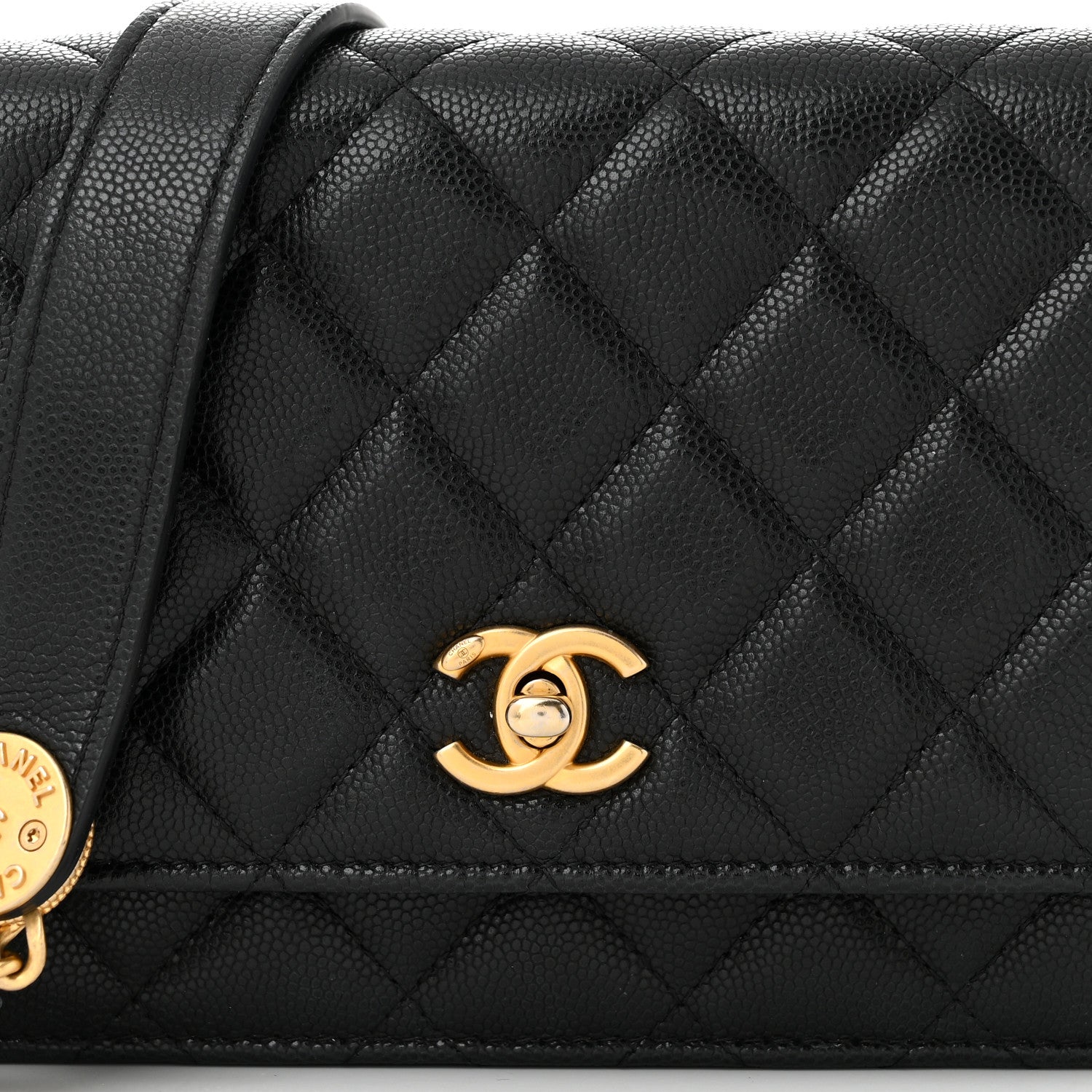 Chanel Caviar Quilted Twist Your Buttons Wallet On Chain WOC Black 9 of 11