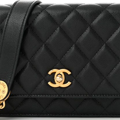 Chanel Caviar Quilted Twist Your Buttons Wallet On Chain WOC Black 9 of 11