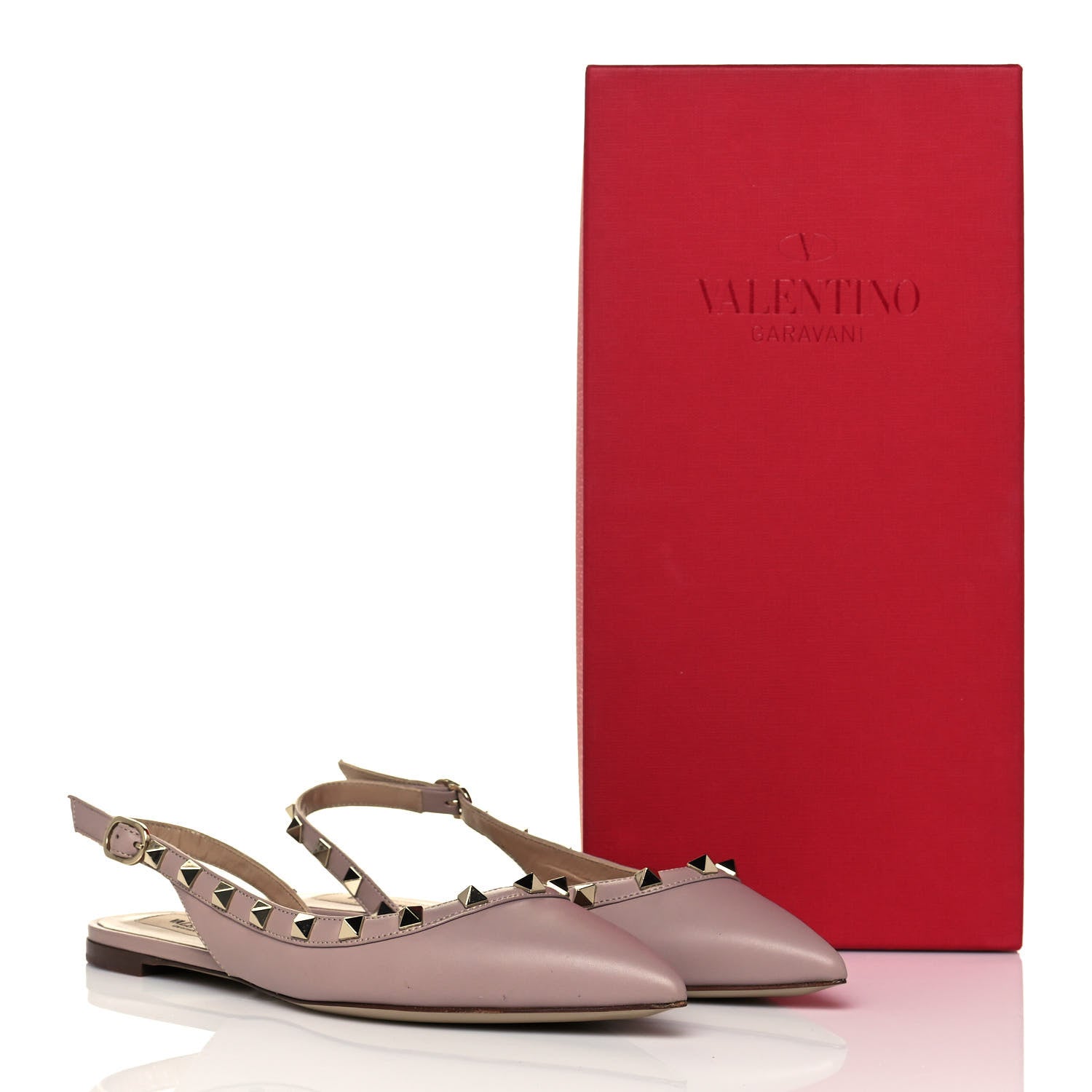 Valentino Garavani Nappa Rockstud Slingback Flats 37 Poudre 10 of 10