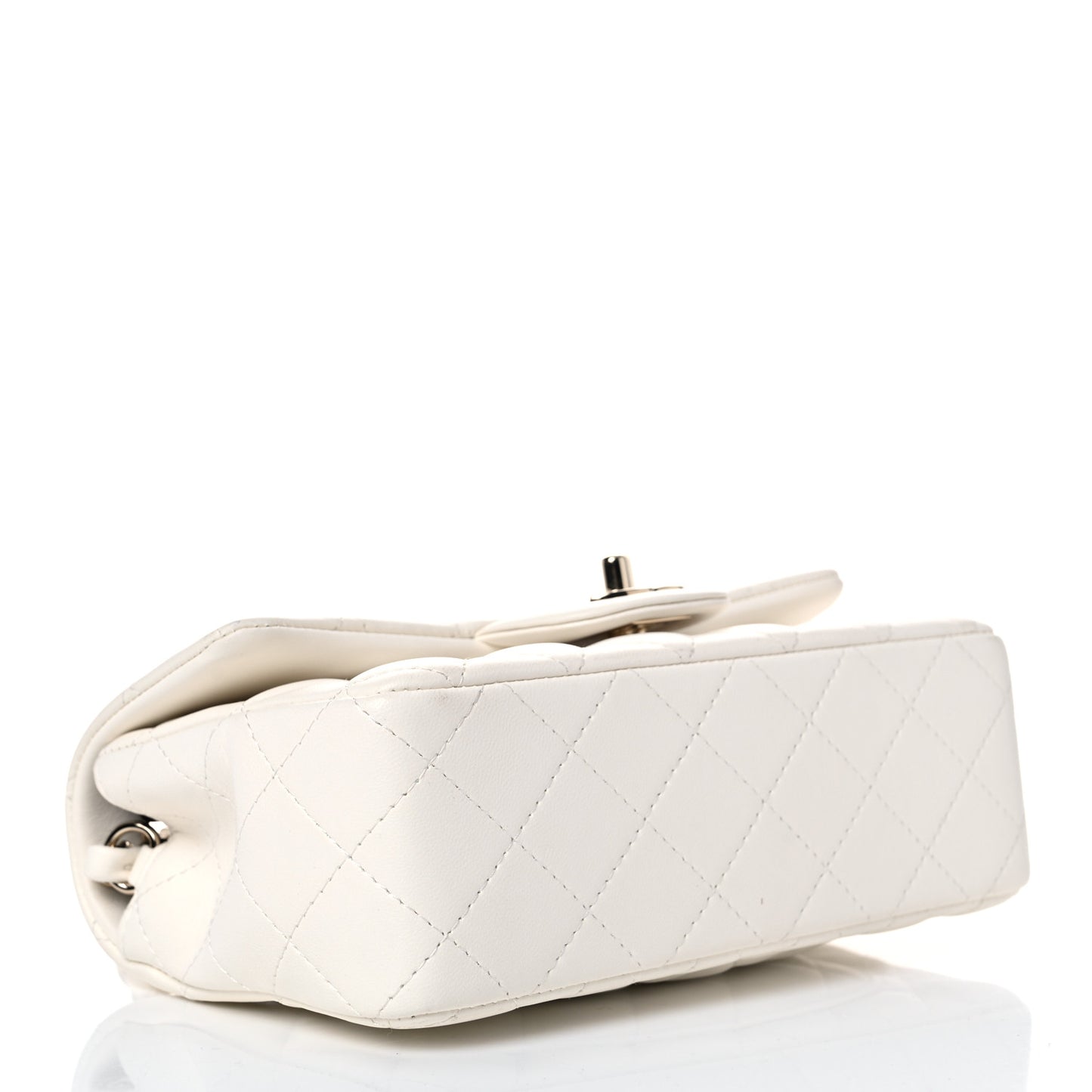 Lambskin Quilted Mini Rectangular Flap White