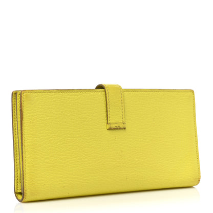Hermes Chevre Mysore Bearn Gusset Wallet Lime 3 of 15