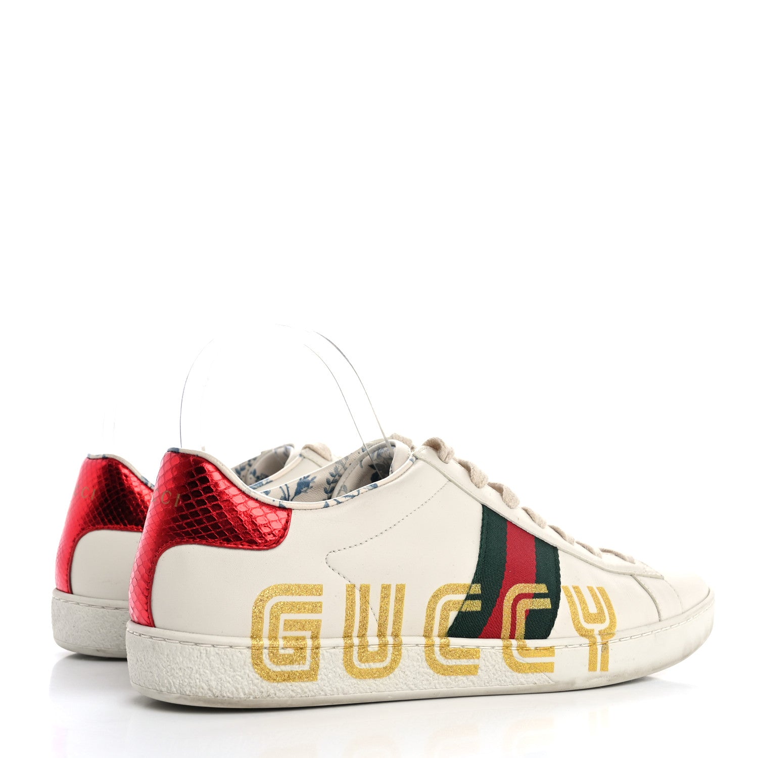 Gucci X SEGA Calfskin Ayers Web Guccy Womens Ace Sneakers 39.5 White 5 of 11