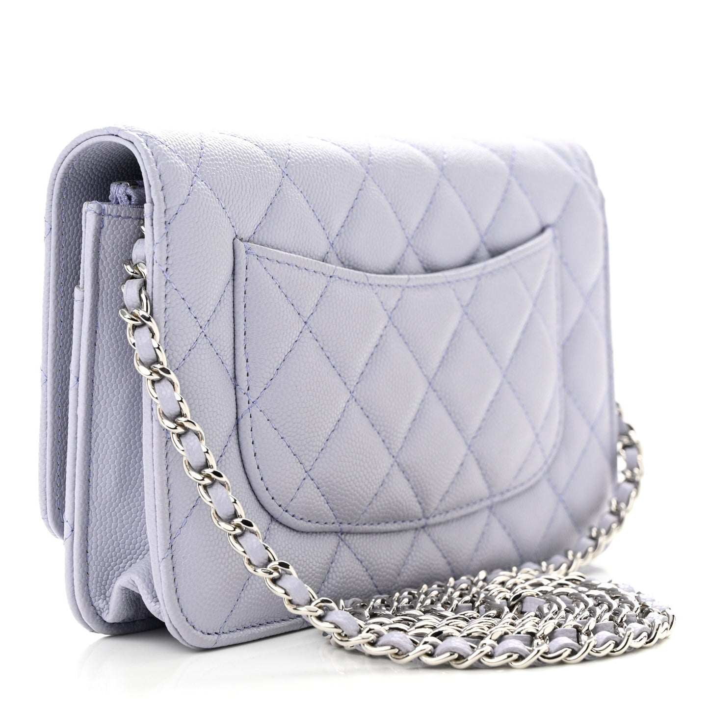 Caviar Quilted Wallet on Chain WOC Light Purple