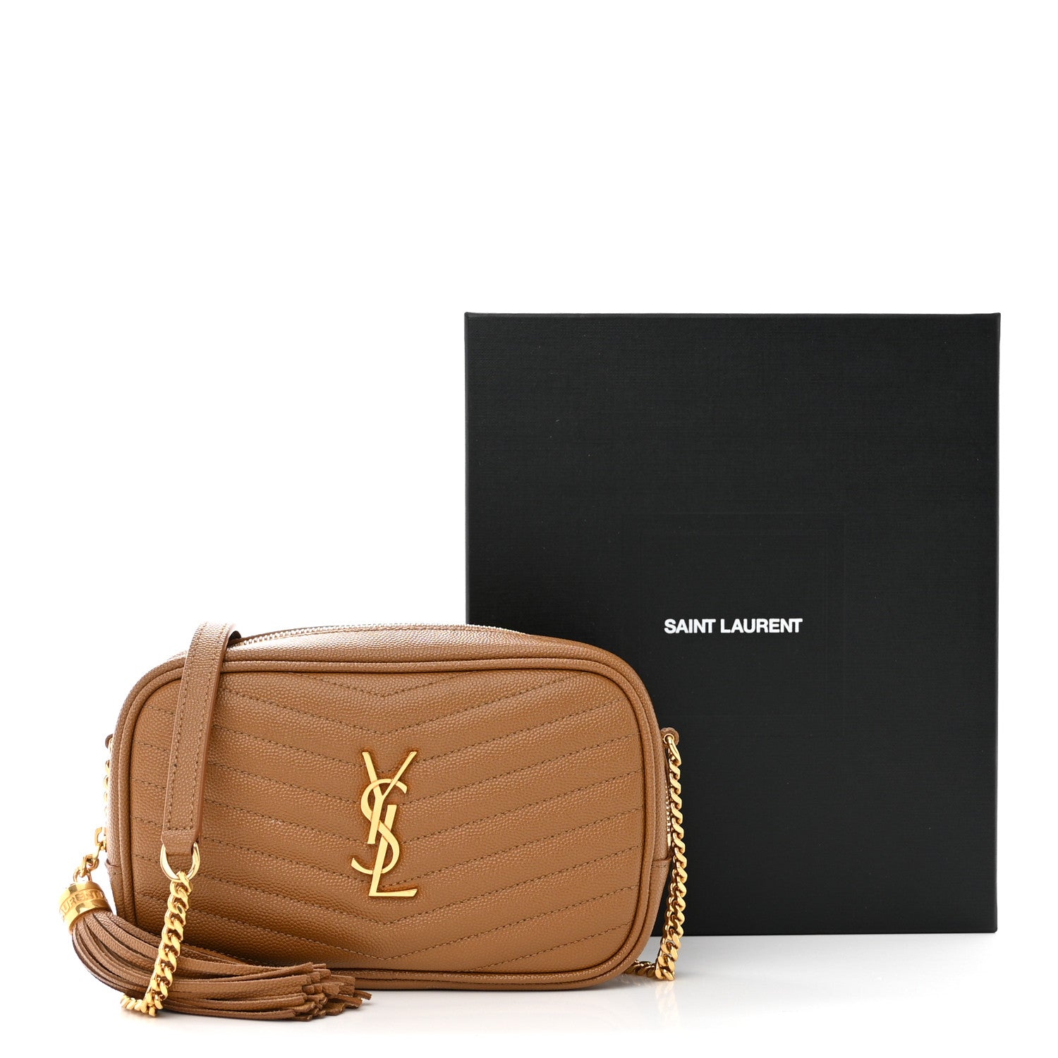 Saint Laurent Grain De Poudre Matelasse Monogram Mini Lou Camera Bag Dark Natural 11 of 11