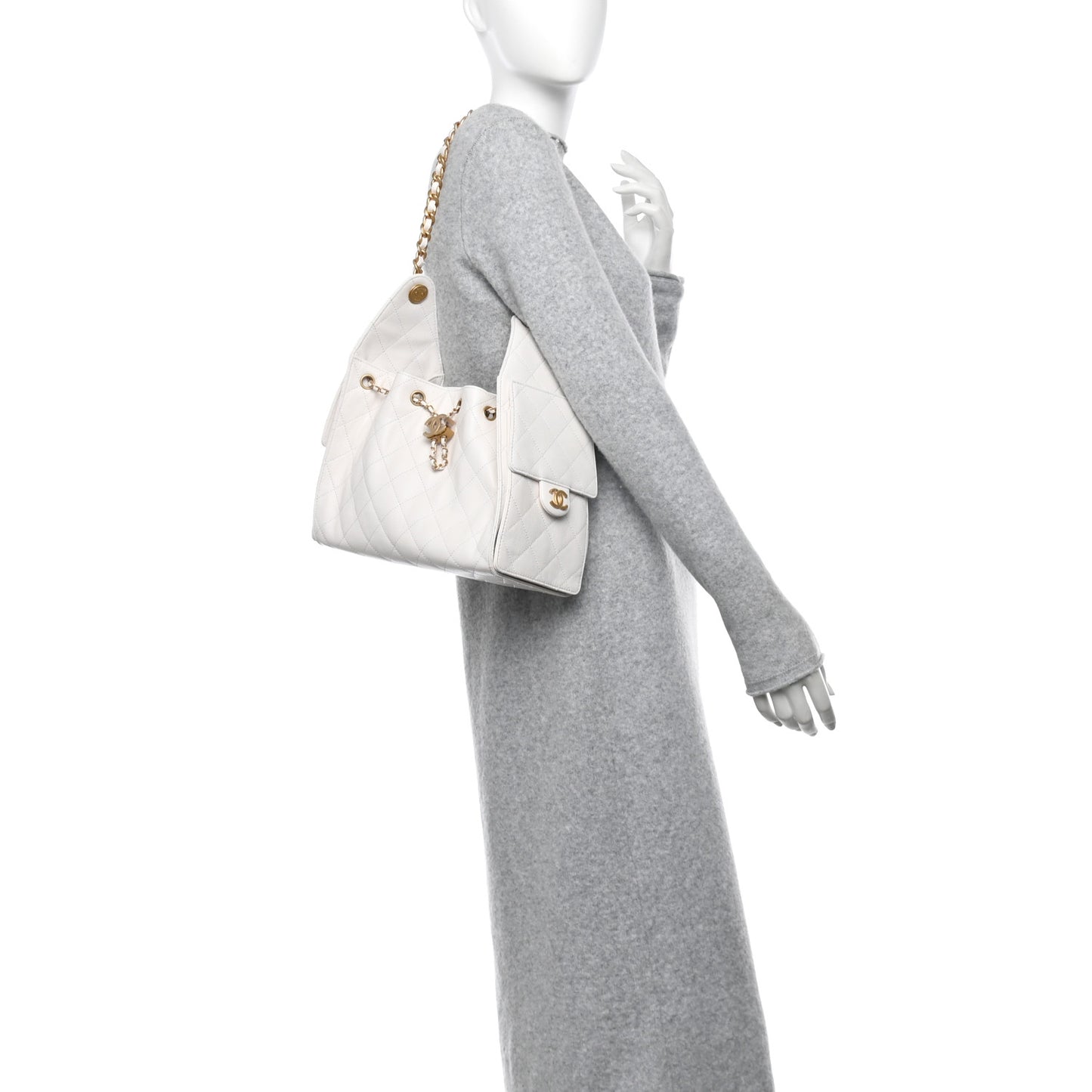 Caviar Quilted Small Chanel 25 Handbag White