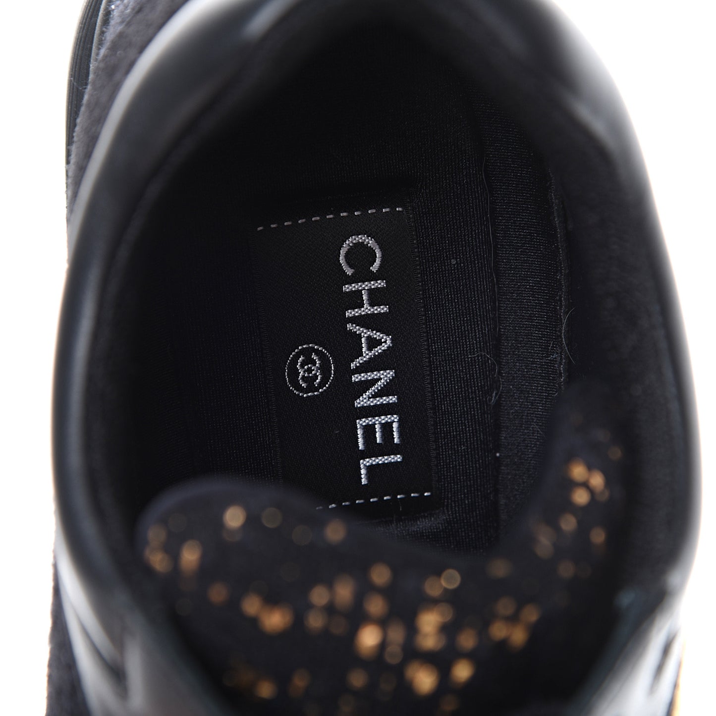 Velour Tweed CC Sneakers 38.5 Black Gold